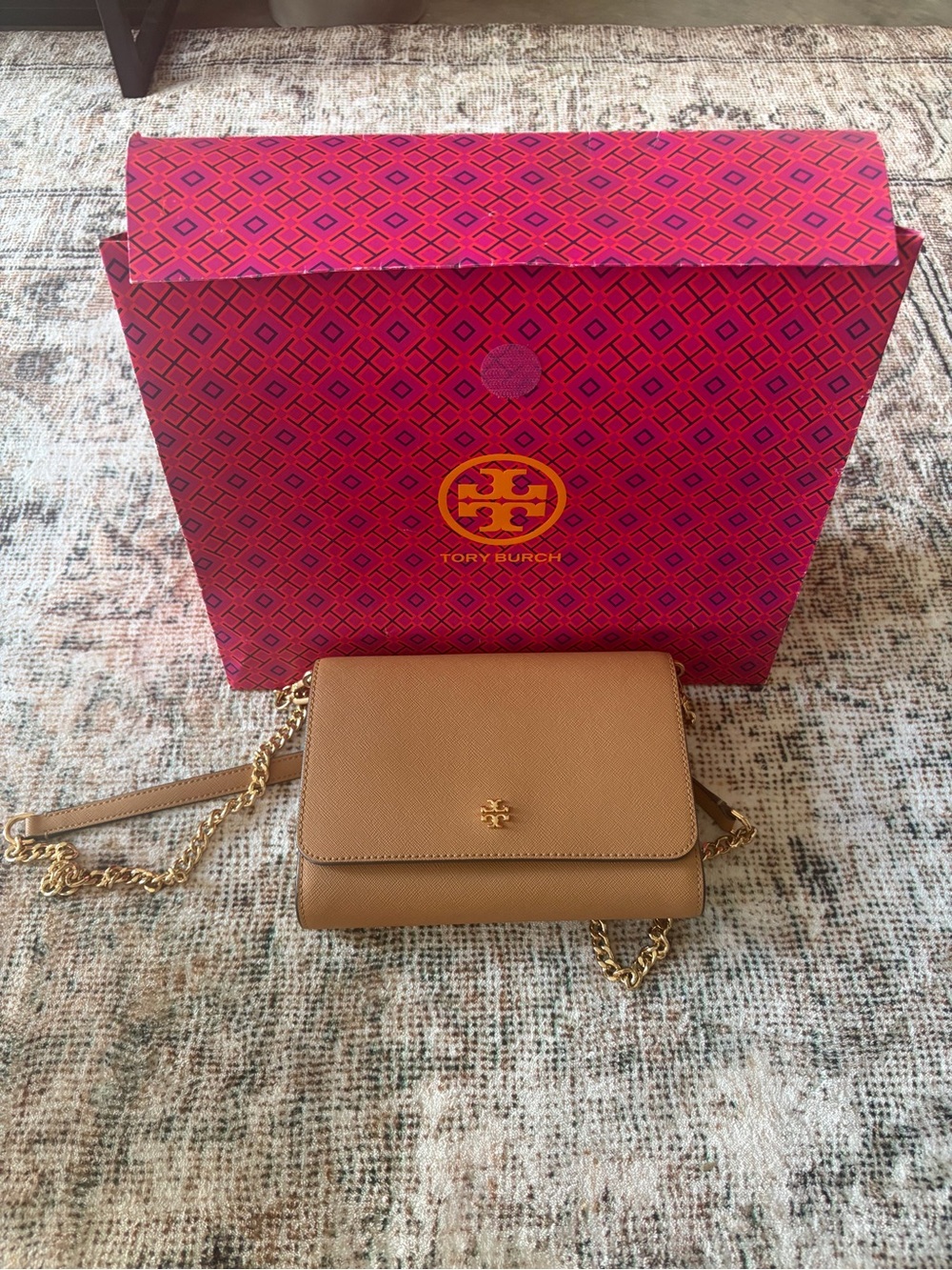 Tory Burch Tan Leather Chain Crossbody Bag